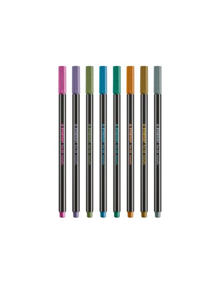 Rotulador Stabilo Punta De Fibra Pen 68 Metallic Estuche Plastico De 8 Unidades Colores Surtidos