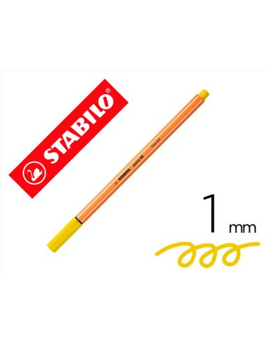 Rotulador Amarillo Limon Stabilo Punta De Fib Ra Point 88  Punta Fina 0,4Mm
