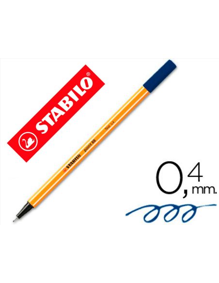 Rotulador Azul Oscuro Stabilo Punta De Fib Ra Point 88  Punta Fina 0,4Mm