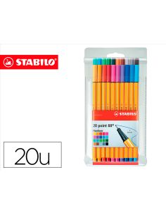Rotulador Stabilo Punta De Fibra Point 88 Estuche De 20 Unidades Colores Surtidos