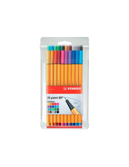 Rotulador Stabilo Punta De Fibra Point 88 Estuche De 20 Unidades Colores Surtidos