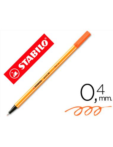 Rotulador Naranja  Stabilo Punta De Fib Ra Point 88 Punta Fina 0,4Mm