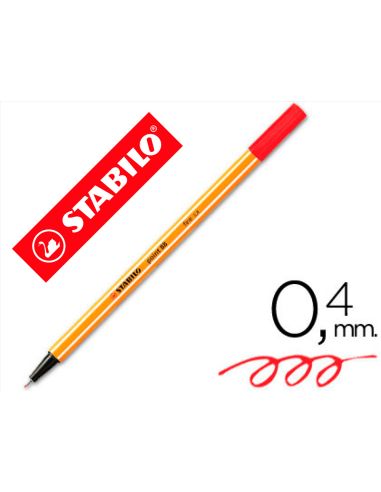 Rotulador Rojo  Stabilo Punta De Fib Ra Point 88 Punta Fina 0,4Mm