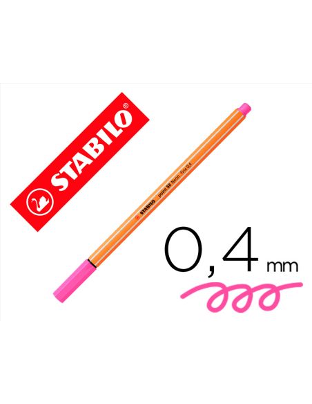 Rotulador Rosa Neon Stabilo Punta De Fib Ra Point 88  Punta Fina 0,4Mm