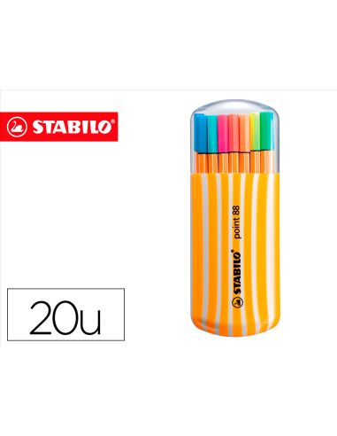 Rotulador Stabilo Punta De Fibra Point 88 Zebrui Estuche De 20 Unidades Colores Neon Surtidos