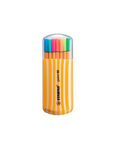 Rotulador Stabilo Punta De Fibra Point 88 Zebrui Estuche De 20 Unidades Colores Neon Surtidos