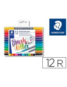 Rotulador Staedtler 3004 Doble Punta Para Lettering Estuche De 12 Unidades Colores Surtidos