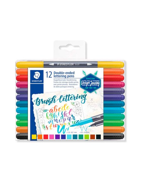 Rotulador Staedtler 3004 Doble Punta Para Lettering Estuche De 12 Unidades Colores Surtidos