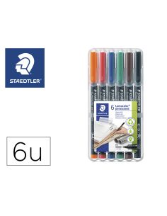 Rotulador Staedtler Lumocolor Retroproyeccion Punta De Fibra Permanente 317 Wp Estuche 6 Colores Punta Media