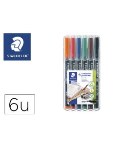 Rotulador Staedtler Lumocolor Retroproyeccion Punta De Fibra Permanente 318 Wp Estuche 6 Colores Punta Fina