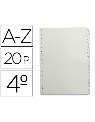 Separador Alfabetico Multifin 3002 Plastico Cuarto Natural 20 Pestañas 155X215 Mm|Libreriasalesiana