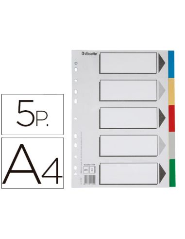 Separador Esselte Plastico Juego De 5 Separadores Din A4 Con 5 Colores Multitaladro