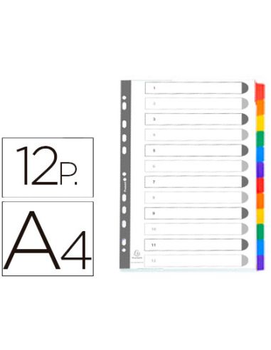 Separador Exacompta Cartulina Juego De 12 Separadores Din A4 Multitaladro Color Blanco