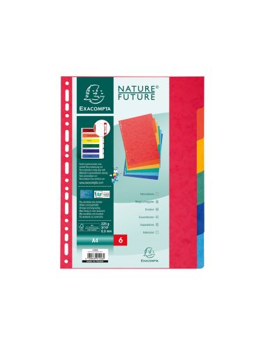 Separador Exacompta Cartulina Simil Prespan Juego De 6 Separadores Din A4 Multitaladro Colores Vivos