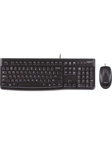 Set Teclado + Raton Logitech Mk120 Usb Con Cable Negro