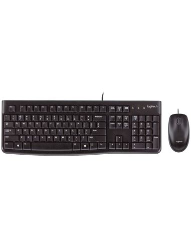 Set Teclado + Raton Logitech Mk120 Usb Con Cable Negro