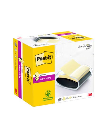 Soporte Bloc De Notas Adhesivas Quita Y Pon Post-It Super Sticky Z Notes Color Negro Con 1 Bloc 76X76 Mm|Libreriasalesiana