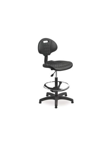 Taburete Con Respaldo Rocada Regulable En Altura Con Asiento Y Respaldo En Polimero Con Tacos