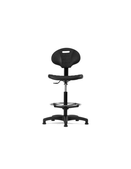 Taburete Con Respaldo Rocada Regulable En Altura Con Asiento Y Respaldo En Polimero Con Tacos