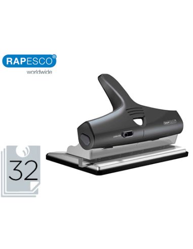 Taladrador Rapesco Alu 95 Negro Ajustable 2,3 Y 4 Taladros Capacidad 32 Hojas
