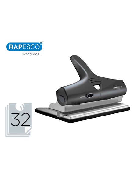 Taladrador Rapesco Alu 95 Negro Ajustable 2,3 Y 4 Taladros Capacidad 32 Hojas