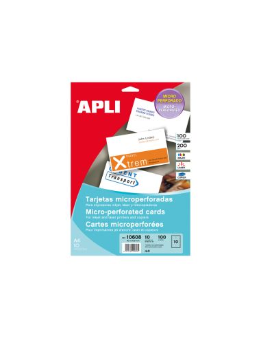 Tarjeta De Visita Apli Microperforada 200Gr Acabado Mate 90X50,8Mm Impresora Ink-Jet Y Laser