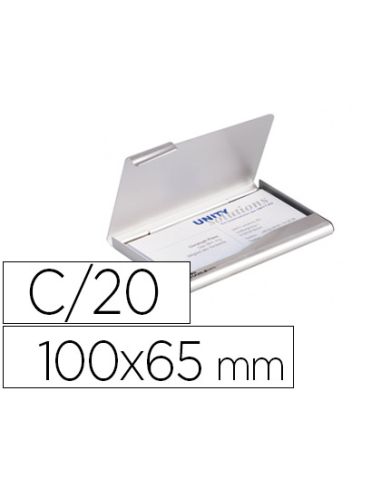 Tarjetero Durable Aluminio Capacidad 20 Tarjetas De Visitas 55X90 Mm Color Plata 100X65 Mm