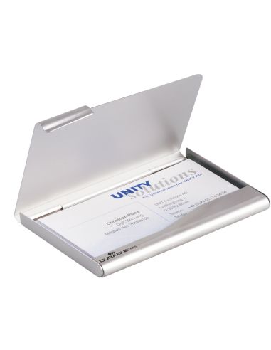Tarjetero Durable Aluminio Capacidad 20 Tarjetas De Visitas 55X90 Mm Color Plata 100X65 Mm