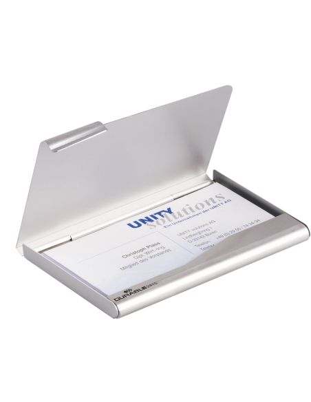Tarjetero Durable Aluminio Capacidad 20 Tarjetas De Visitas 55X90 Mm Color Plata 100X65 Mm