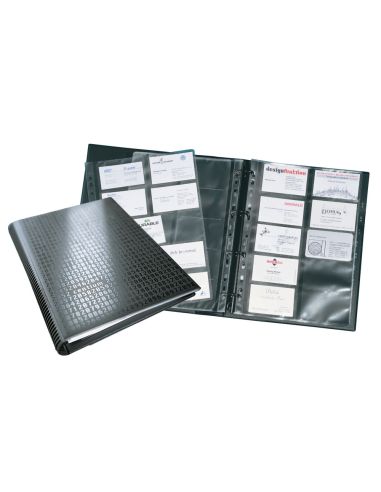 Tarjetero Durable Din A4 Visifix Centium 4 Anillas 20 Fundas Con Indice Alfabetico Para 400 Tarjetas De Visita