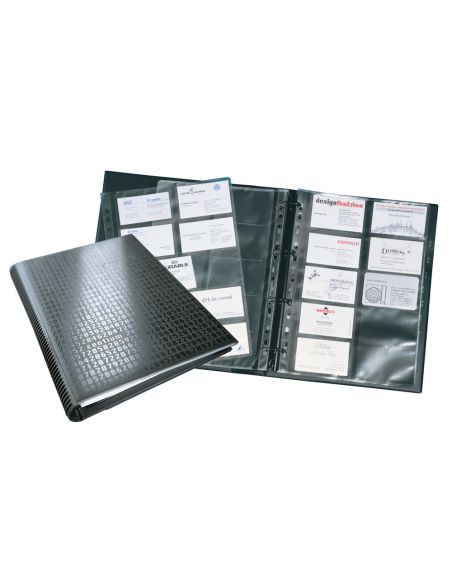 Tarjetero Durable Din A4 Visifix Centium 4 Anillas 20 Fundas Con Indice Alfabetico Para 400 Tarjetas De Visita