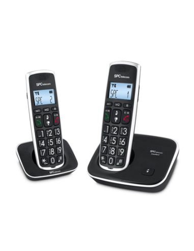 Telefono Inalambrico Spc Duo Telecom 7609-N Color Negro Identificador De Llamadas Agenda Pantalla