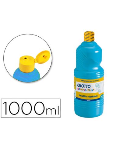 Tempera Liquida Giotto Escolar Lavable 1000 Ml Azul Cyan