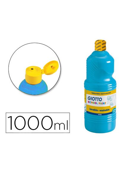 Tempera Liquida Giotto Escolar Lavable 1000 Ml Azul Cyan