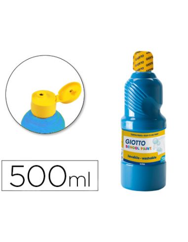Tempera Liquida Giotto Escolar Lavable 500 Ml Azul Cyan