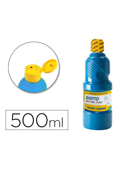 Tempera Liquida Giotto Escolar Lavable 500 Ml Azul Cyan