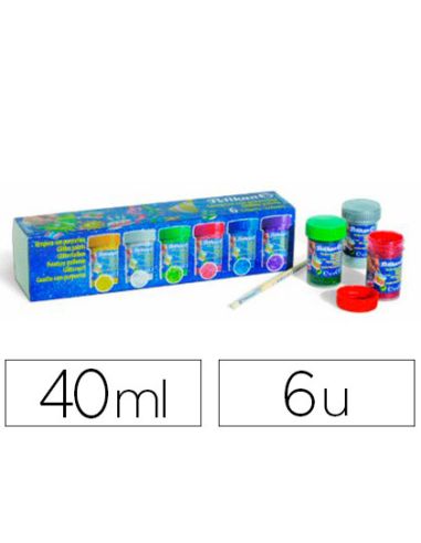 Tempera Pelikan Glitter 20 Ml 942/20S Caja 6 Colores Surtidos + Pincel