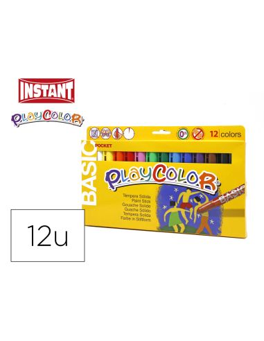 Tempera Solida En Barra Playcolor Pocket Escolar Caja De 12 Colores Surtidos