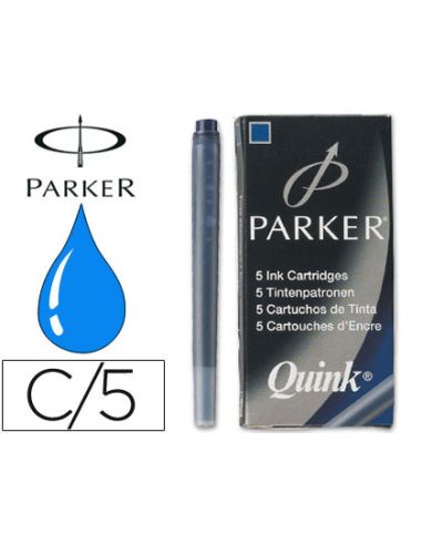 Tinta Estilografica Parker Azul Permanente Caja De 5 Cartuchos