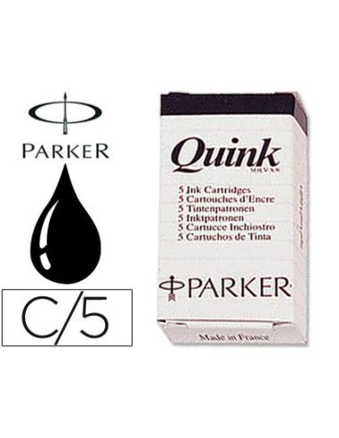 Tinta Estilografica Parker Negra Caja De 5 Cartuchos