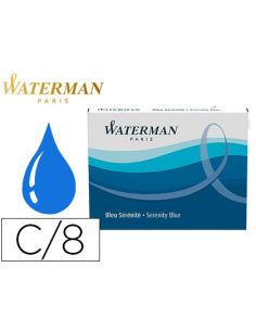 Tinta Estilografica Waterman Serenity Blue Caja De 8 Cartuchos Standard Largos