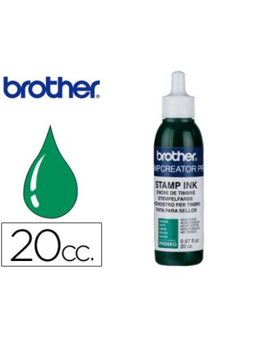 Tinta Brother Para Sellos Automaticos Color Verde Bote De 20 Cc