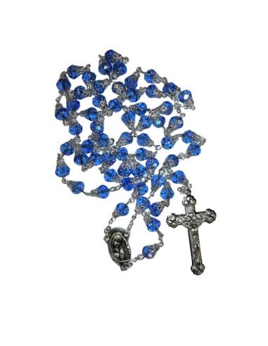 Rosario cristal copeta 8x6mm celeste