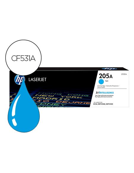 Toner Hp 205A Laserjet M154A / 154Nw / Mfp M180N / 181Fw Cian 900 Paginas