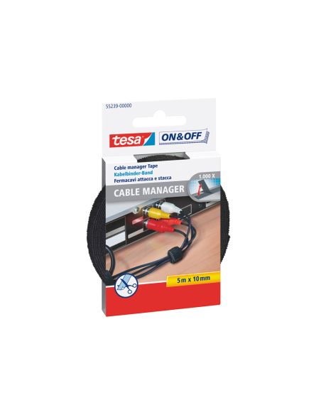 Velcro Adhesivo Tesa Para Agrupar Cables 5 M X 10 Mm Color Negro