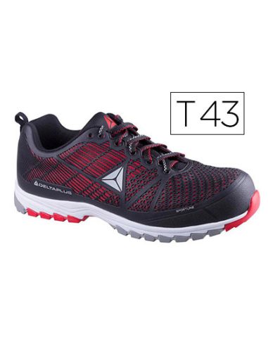 Zapatos De Seguridad Deltaplus De Poliuretano Y Malla Aireada S1P Negro Y Rojo Talla 43