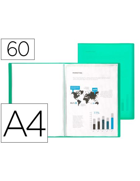 Carpeta Liderpapel Escaparate 60 Fundas Polipropileno Din A4 Verde Translucido|Libreriasalesiana