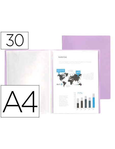 Carpeta Liderpapel Escaparate 30 Fundas Polipropileno Din A4 Lavanda Opaco|Libreriasalesiana