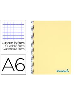Cuaderno Espiral Liderpapel A6 Micro Wonder Tapa Plastico 120H 90 Gr Cuadro 5Mm 4 Bandas Color Amarillo