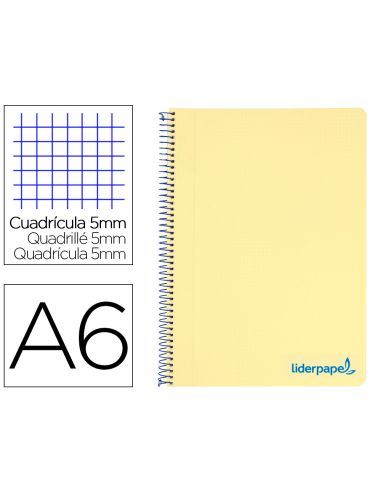 Cuaderno Espiral Liderpapel A6 Micro Wonder Tapa Plastico 120H 90 Gr Cuadro 5Mm 4 Bandas Color Amarillo